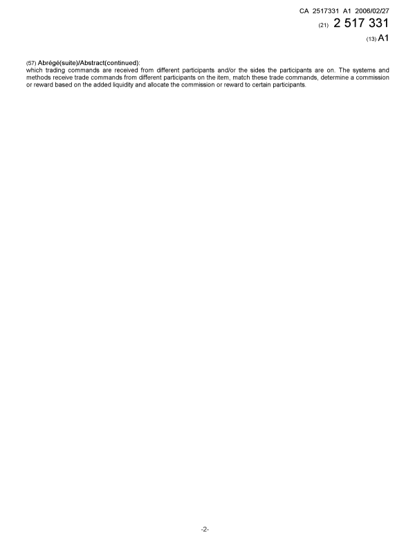 Document de brevet canadien 2517331. Page couverture 20060207. Image 2 de 2