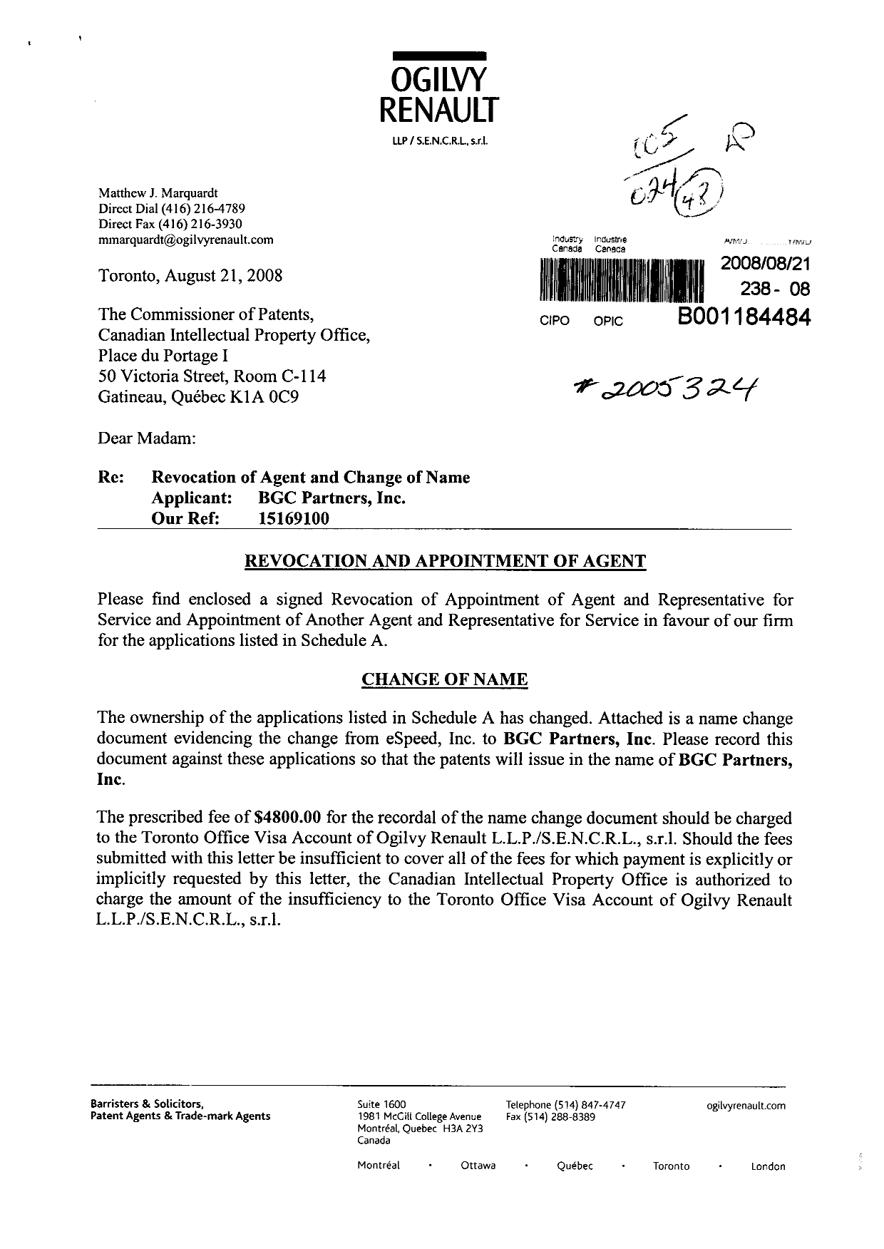 Document de brevet canadien 2517331. Cession 20080821. Image 1 de 21