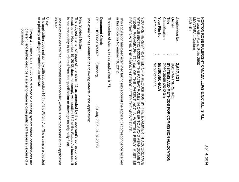 Document de brevet canadien 2517331. Poursuite-Amendment 20140404. Image 1 de 2