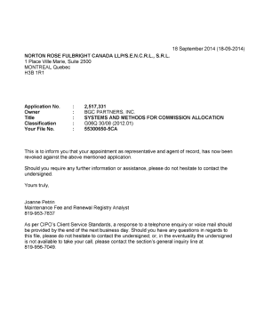Document de brevet canadien 2517331. Correspondance 20140918. Image 1 de 1