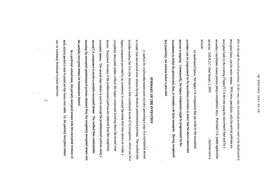 Document de brevet canadien 2517433. Description 20110114. Image 2 de 7