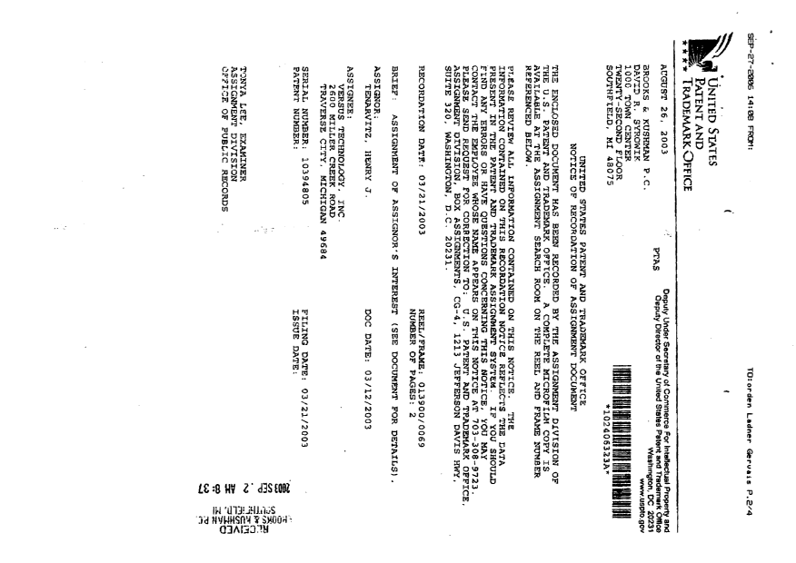 Canadian Patent Document 2517955. Assignment 20060929. Image 2 of 4