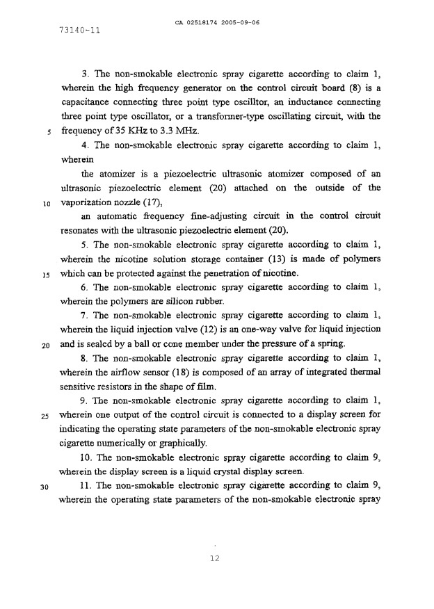 Document de brevet canadien 2518174. Revendications 20050907. Image 2 de 15
