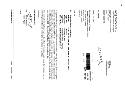 Canadian Patent Document 2518271. Fees 20090129. Image 1 of 1