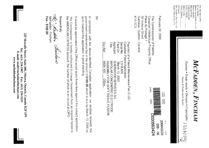 Document de brevet canadien 2518829. Taxes 20051222. Image 1 de 1