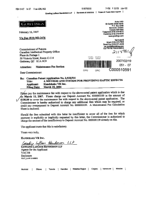 Canadian Patent Document 2518914. Fees 20070219. Image 1 of 3