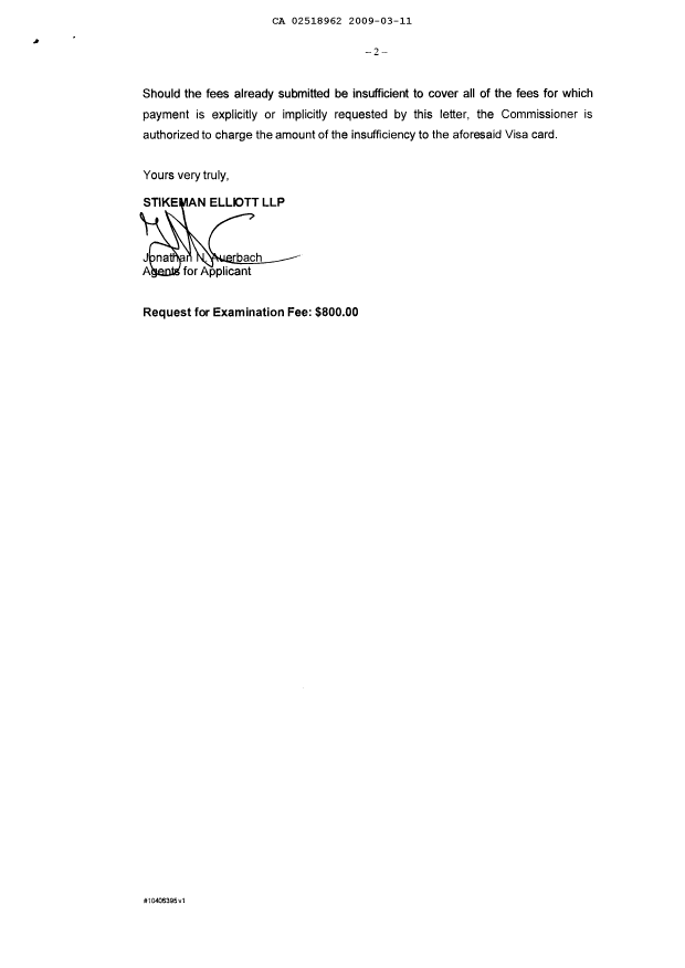 Canadian Patent Document 2518962. Prosecution-Amendment 20090311. Image 2 of 5