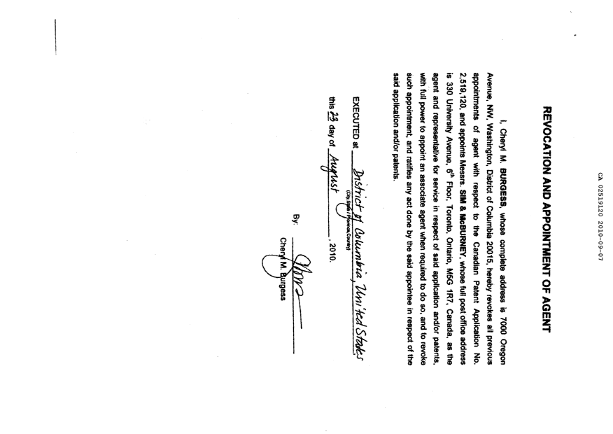 Canadian Patent Document 2519120. Correspondence 20100907. Image 2 of 2