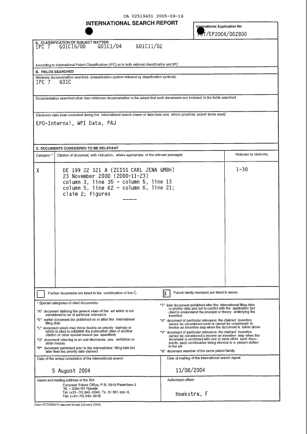 Document de brevet canadien 2519431. PCT 20051116. Image 2 de 19