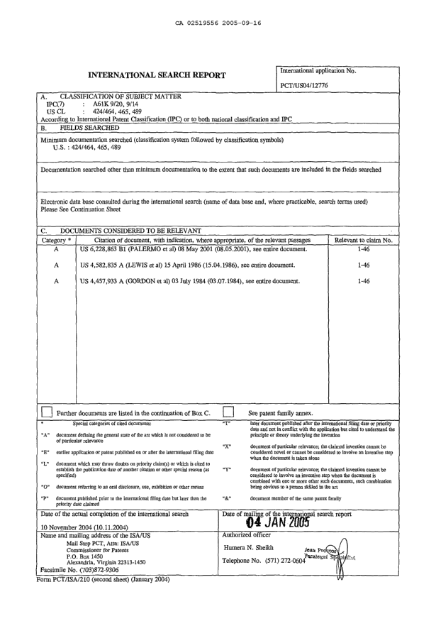 Document de brevet canadien 2519556. PCT 20050916. Image 2 de 3