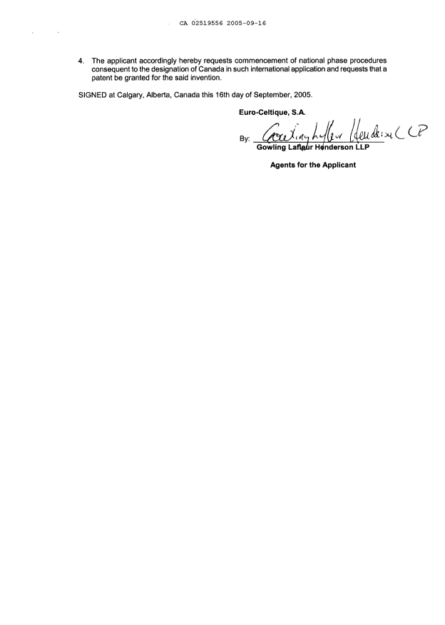 Document de brevet canadien 2519556. Cession 20050916. Image 3 de 3