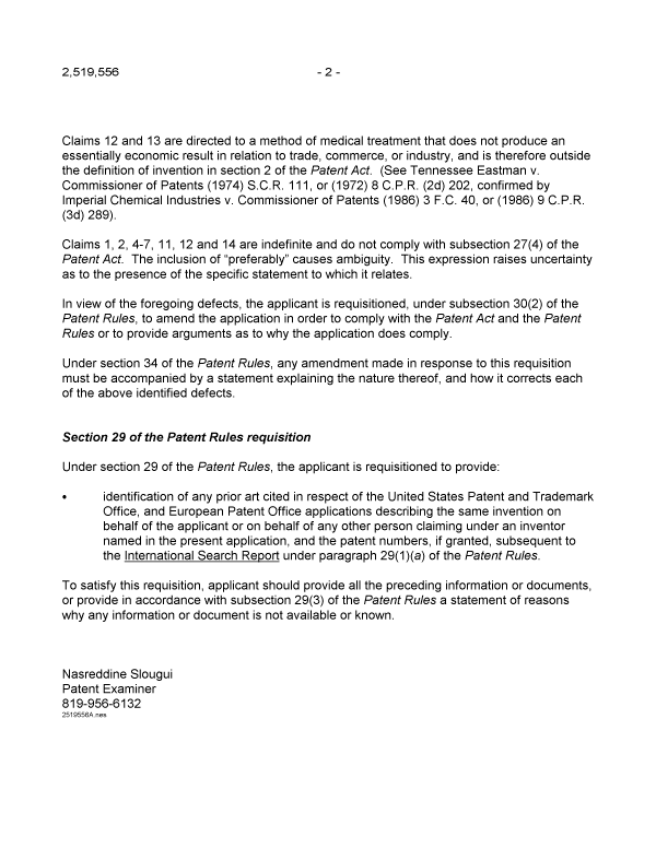 Document de brevet canadien 2519556. Poursuite-Amendment 20080626. Image 2 de 2