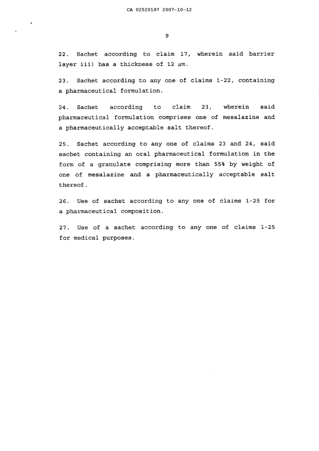 Document de brevet canadien 2520197. Poursuite-Amendment 20071012. Image 10 de 10