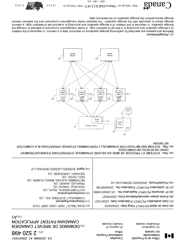Document de brevet canadien 2520498. Page couverture 20041225. Image 1 de 1