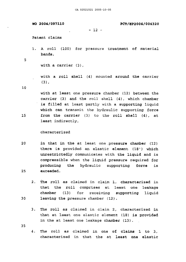 Document de brevet canadien 2521521. Revendications 20051005. Image 1 de 3