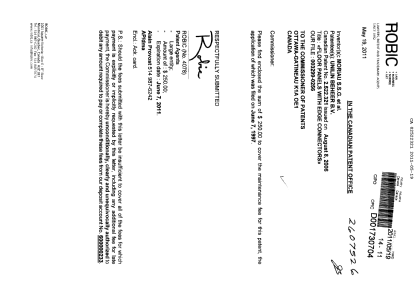 Document de brevet canadien 2522321. Taxes 20101219. Image 1 de 1