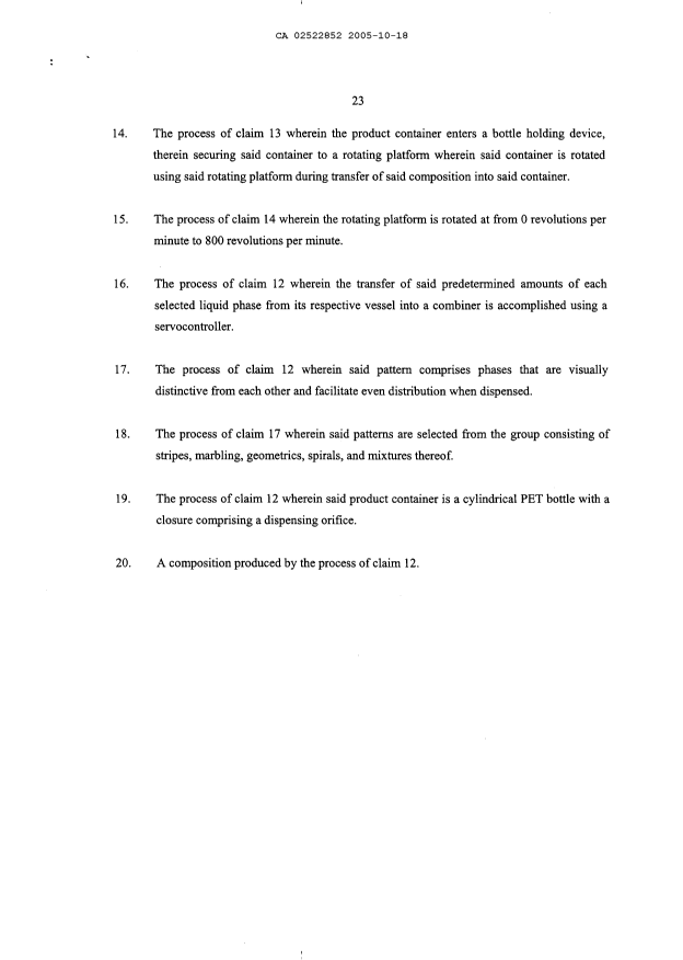 Canadian Patent Document 2522852. Prosecution-Amendment 20051018. Image 4 of 4