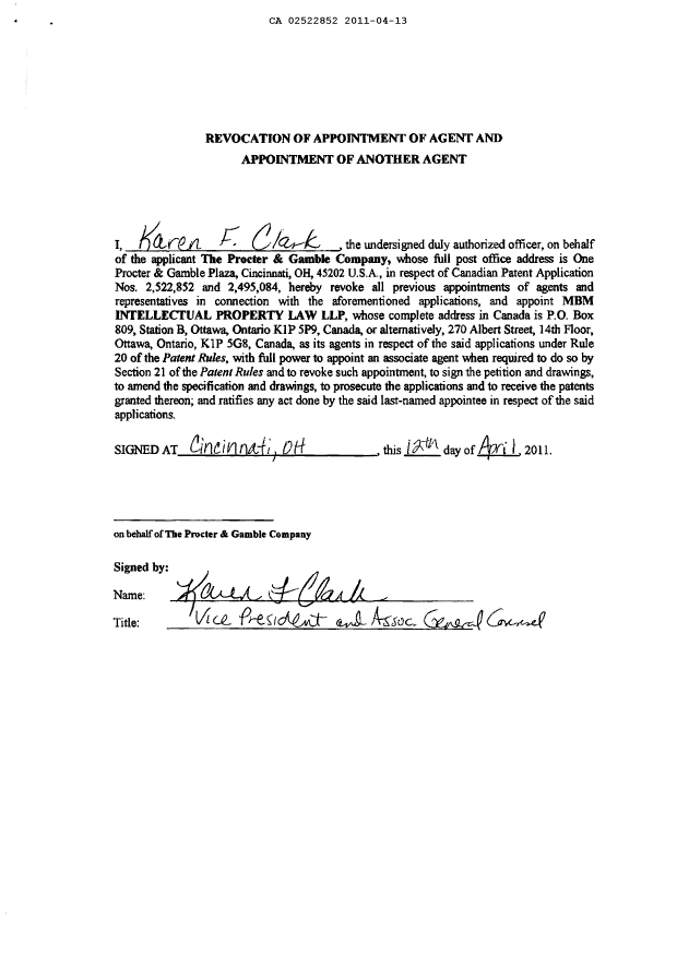 Canadian Patent Document 2522852. Correspondence 20110413. Image 3 of 3