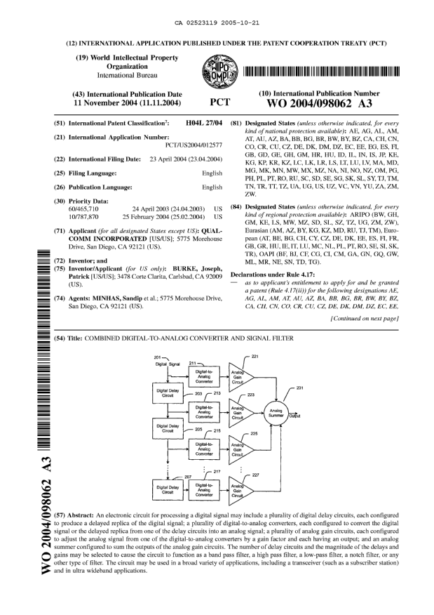 Document de brevet canadien 2523119. Abrégé 20051021. Image 1 de 2