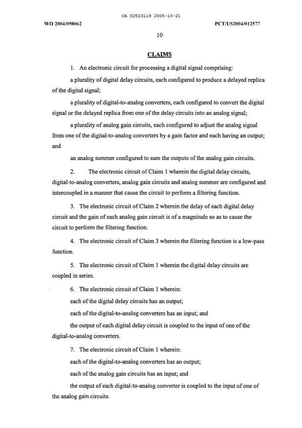 Document de brevet canadien 2523119. Revendications 20051021. Image 1 de 3