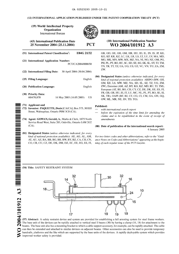 Canadian Patent Document 2523293. Abstract 20051021. Image 1 of 1