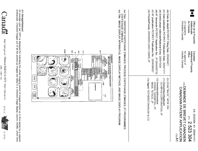 Canadian Patent Document 2523304. Cover Page 20051229. Image 1 of 2