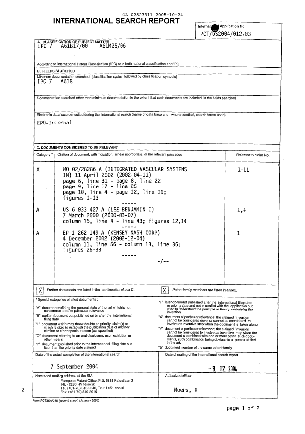 Document de brevet canadien 2523311. PCT 20051024. Image 1 de 7