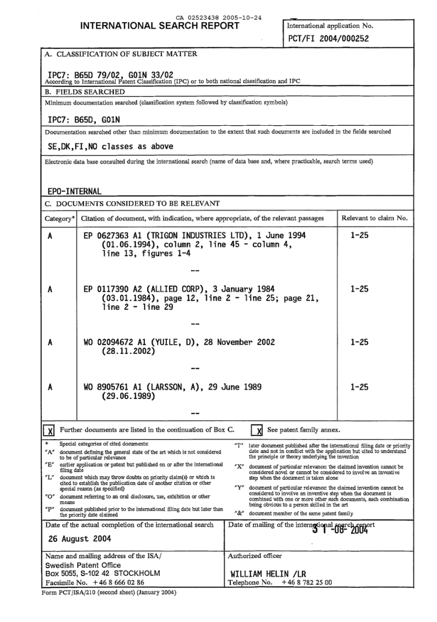 Document de brevet canadien 2523438. PCT 20051024. Image 1 de 4