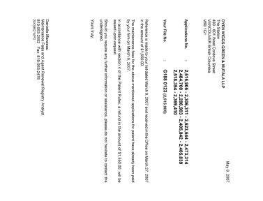 Canadian Patent Document 2523544. Correspondence 20070509. Image 1 of 1