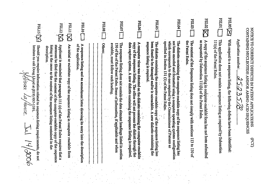Canadian Patent Document 2523578. Prosecution-Amendment 20060714. Image 1 of 1