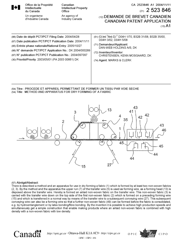 Canadian Patent Document 2523846. Cover Page 20051230. Image 1 of 1