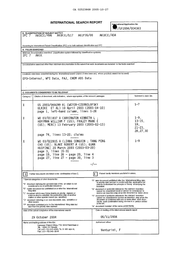 Document de brevet canadien 2523868. PCT 20051027. Image 1 de 5