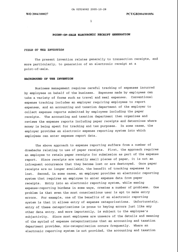 Canadian Patent Document 2524062. Description 20091127. Image 1 of 12