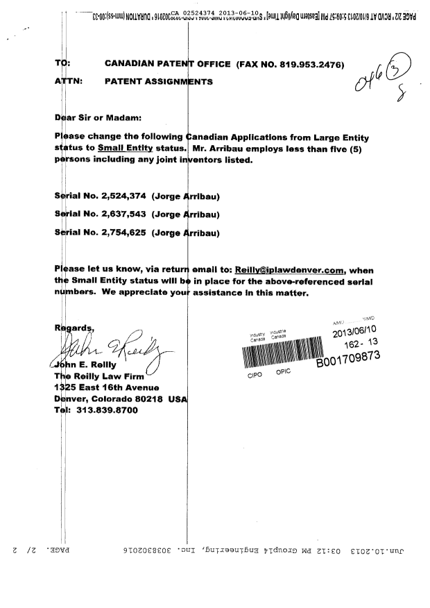 Canadian Patent Document 2524374. Correspondence 20130610. Image 1 of 1