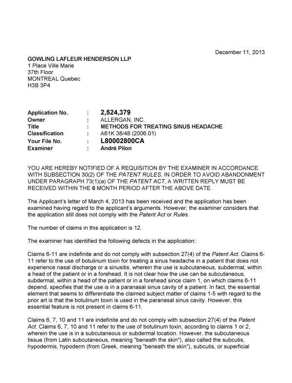 Canadian Patent Document 2524379. Prosecution-Amendment 20131211. Image 1 of 2
