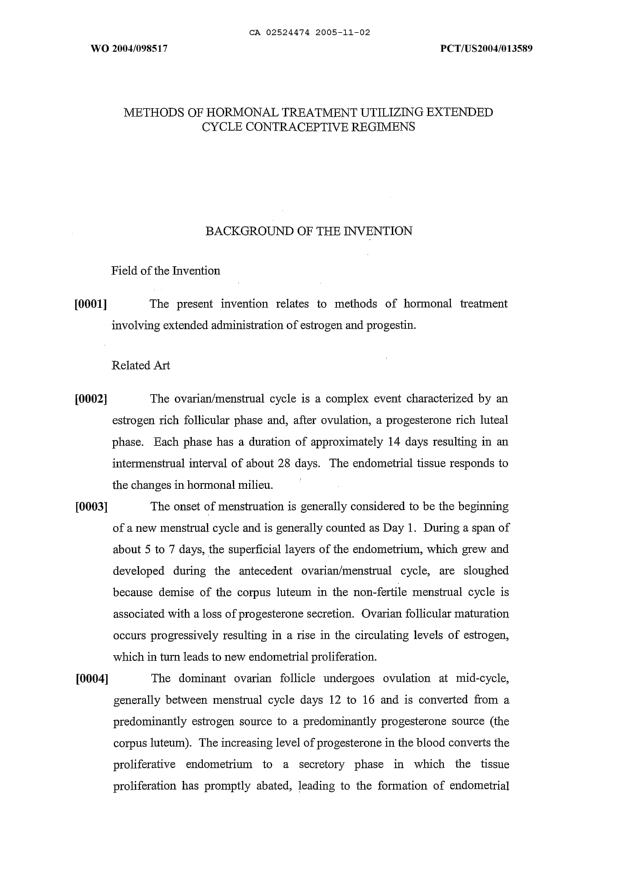 Canadian Patent Document 2524474. Description 20051102. Image 1 of 56