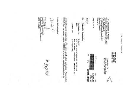 Canadian Patent Document 2524527. Prosecution-Amendment 20100514. Image 1 of 1