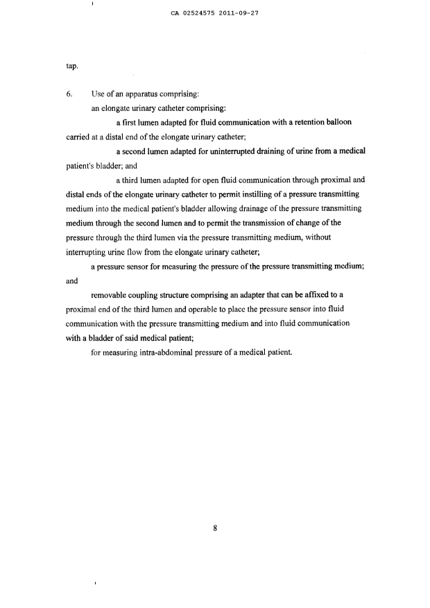 Document de brevet canadien 2524575. Revendications 20110927. Image 2 de 2