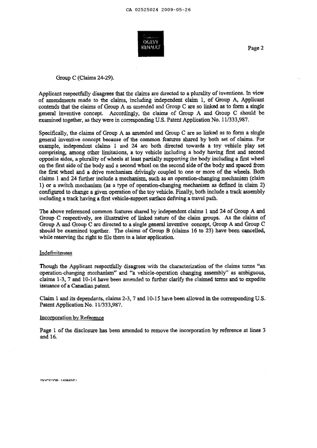 Document de brevet canadien 2525024. Poursuite-Amendment 20090526. Image 2 de 21