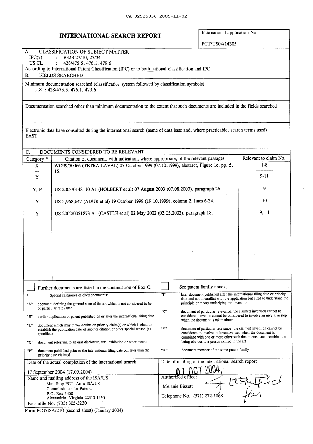 Document de brevet canadien 2525036. PCT 20051102. Image 1 de 1