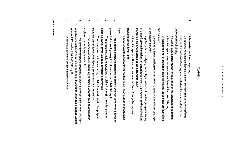 Document de brevet canadien 2525036. Revendications 20080514. Image 1 de 3