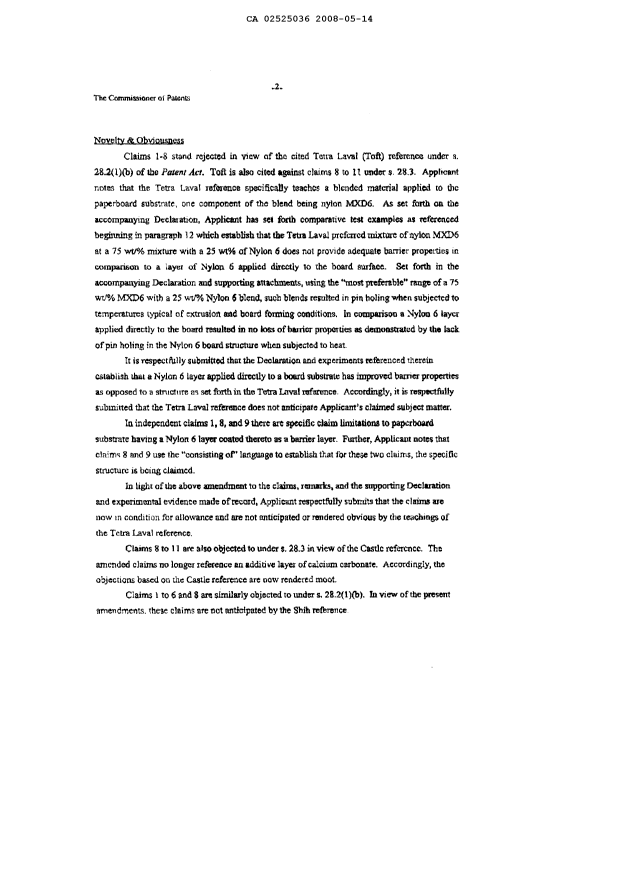 Document de brevet canadien 2525036. Poursuite-Amendment 20080514. Image 2 de 13