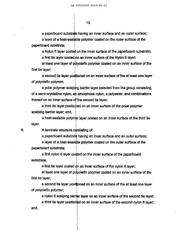 Document de brevet canadien 2525036. Revendications 20100122. Image 2 de 3
