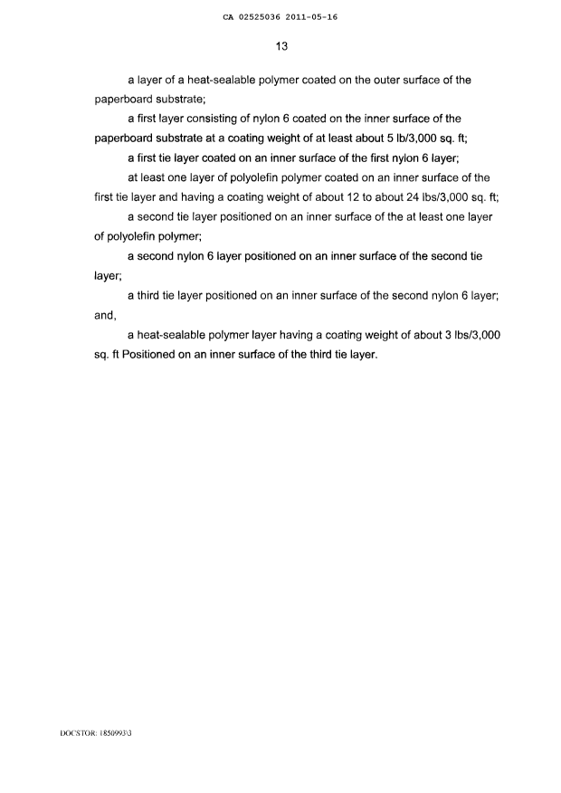 Document de brevet canadien 2525036. Revendications 20110516. Image 2 de 2