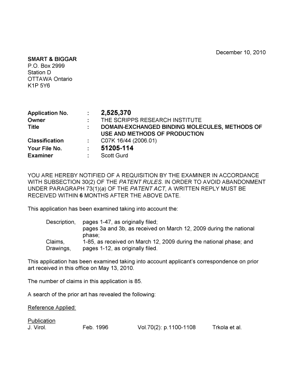 Canadian Patent Document 2525370. Prosecution-Amendment 20101210. Image 1 of 5