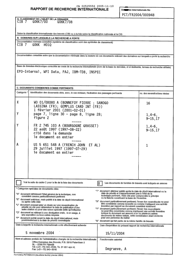 Document de brevet canadien 2525556. PCT 20051110. Image 1 de 2