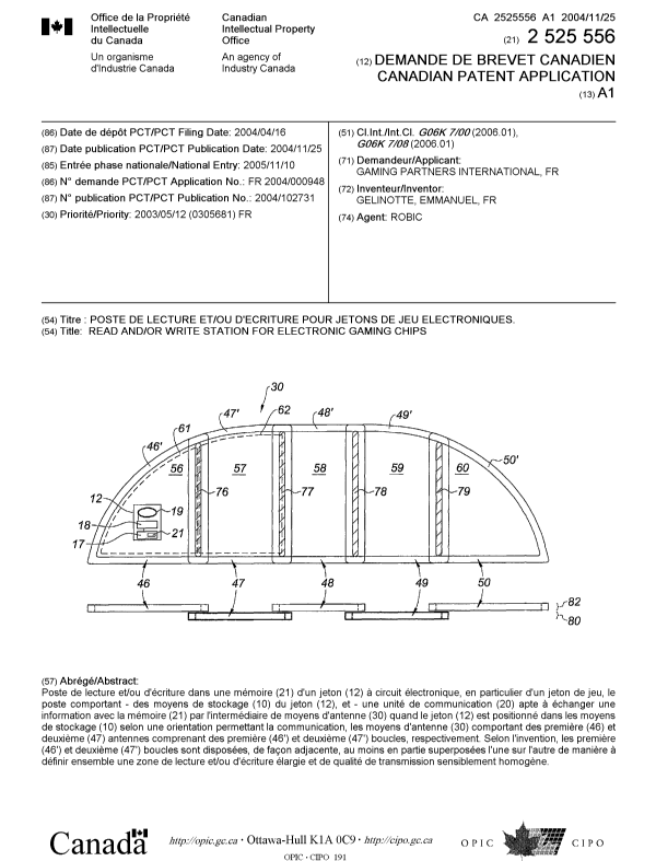 Document de brevet canadien 2525556. Page couverture 20060124. Image 1 de 1