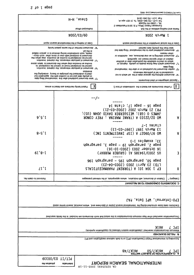 Canadian Patent Document 2525691. PCT 20051118. Image 1 of 5