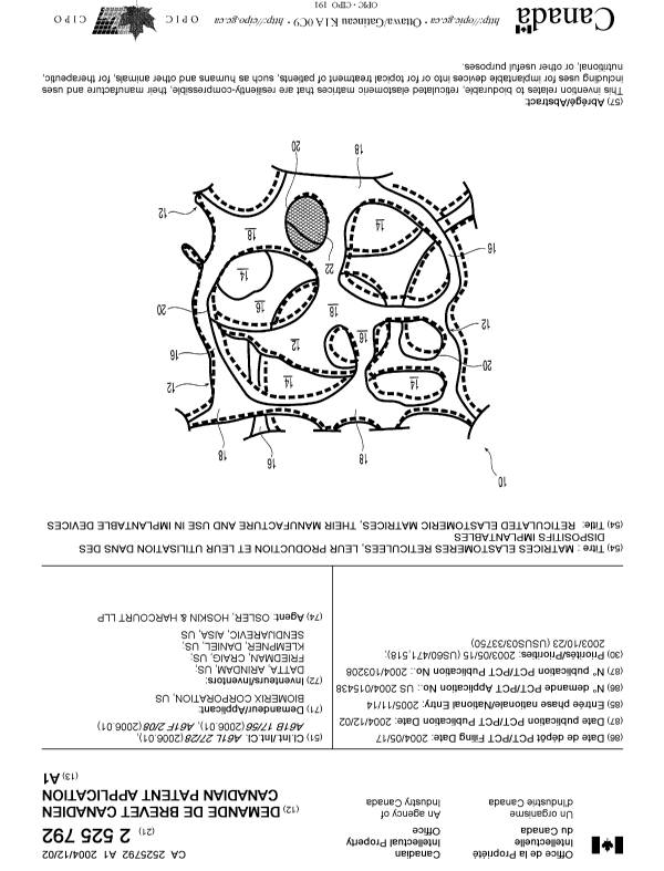 Document de brevet canadien 2525792. Page couverture 20121228. Image 1 de 1
