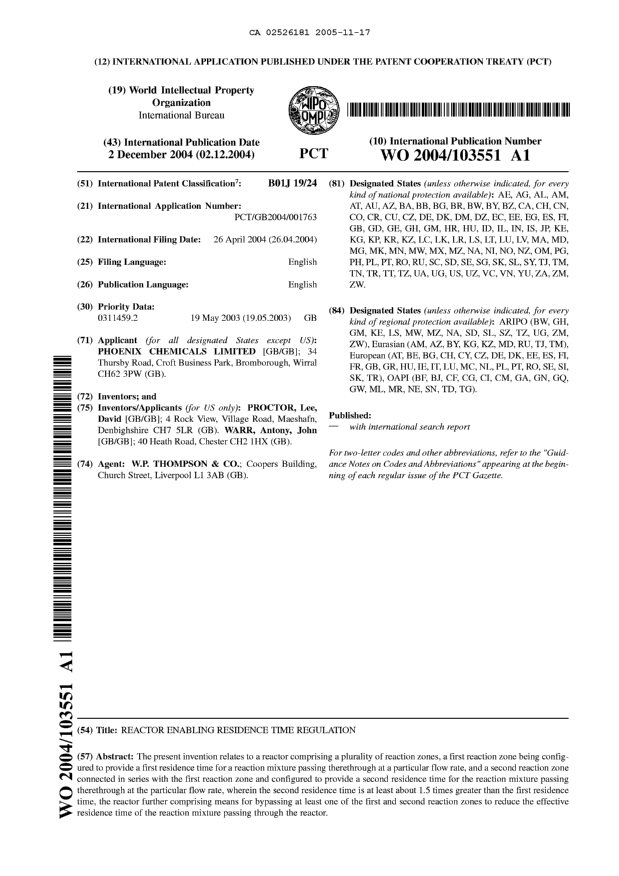 Document de brevet canadien 2526181. Abrégé 20051117. Image 1 de 1